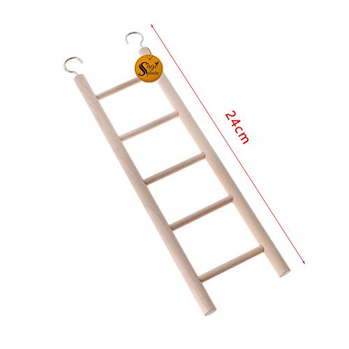 Sage Square Playful Natural Wooden Climbing Ladder Toy for Exercise & Fun, with Hooks, for Birds, Parrot, Budgies and Other Small, Medium Large Bird (Design 3) - Image 2
