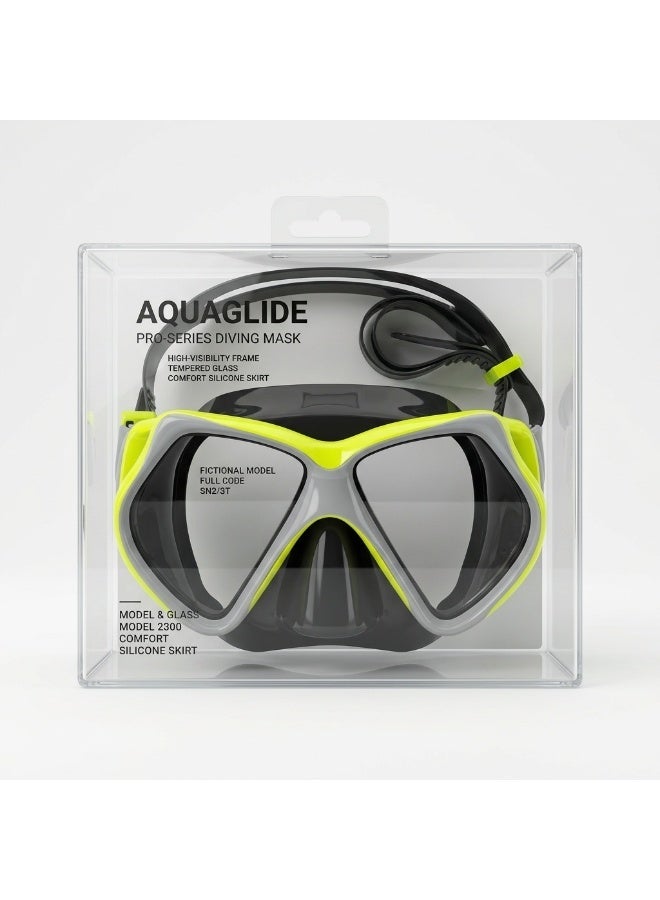 general Dominator Pro Dual Lens Diving Mask for Adults Aged 14 Plus , Anti,Fog Leak,Proof Scuba Snorkeling Gear , Tempered Glass Swim Goggles , Professional Underwater Equipment Grey Black Yellow - Image 2