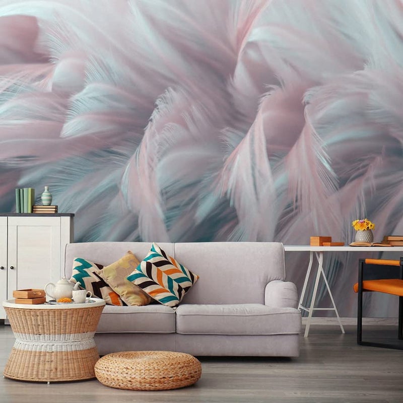 Bormia Colorful 3D Wall Mural Feathers Wallpaper for Living Room Badroom Wallpaper Home Art Wall Decals - Image 1