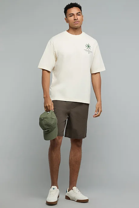أر أند بي Printed T-Shirt with Crew Neck and Short Sleeves