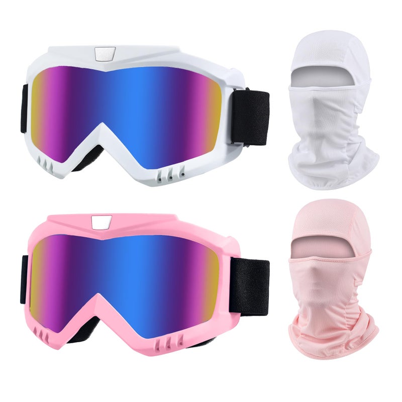LJDJ Dirt Bike Goggles, 2 Pack ATV Off-Road Riding Motorcycle Motocross Glasses with Sun UV Protection Balaclava Full Face Cover for Youth, Teens, Men & Women - Image 1