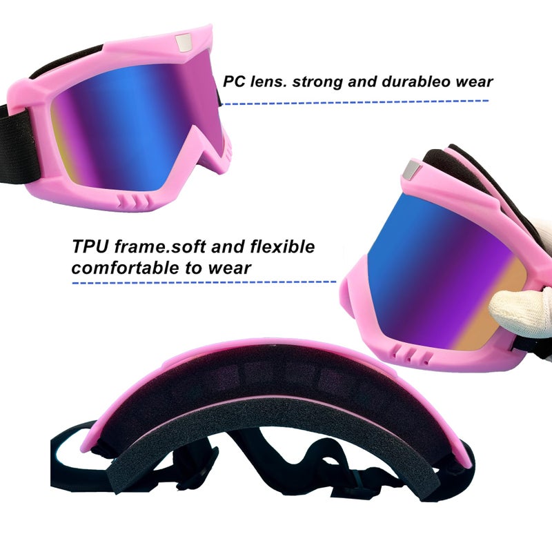 LJDJ Dirt Bike Goggles, 2 Pack ATV Off-Road Riding Motorcycle Motocross Glasses with Sun UV Protection Balaclava Full Face Cover for Youth, Teens, Men & Women - Image 4
