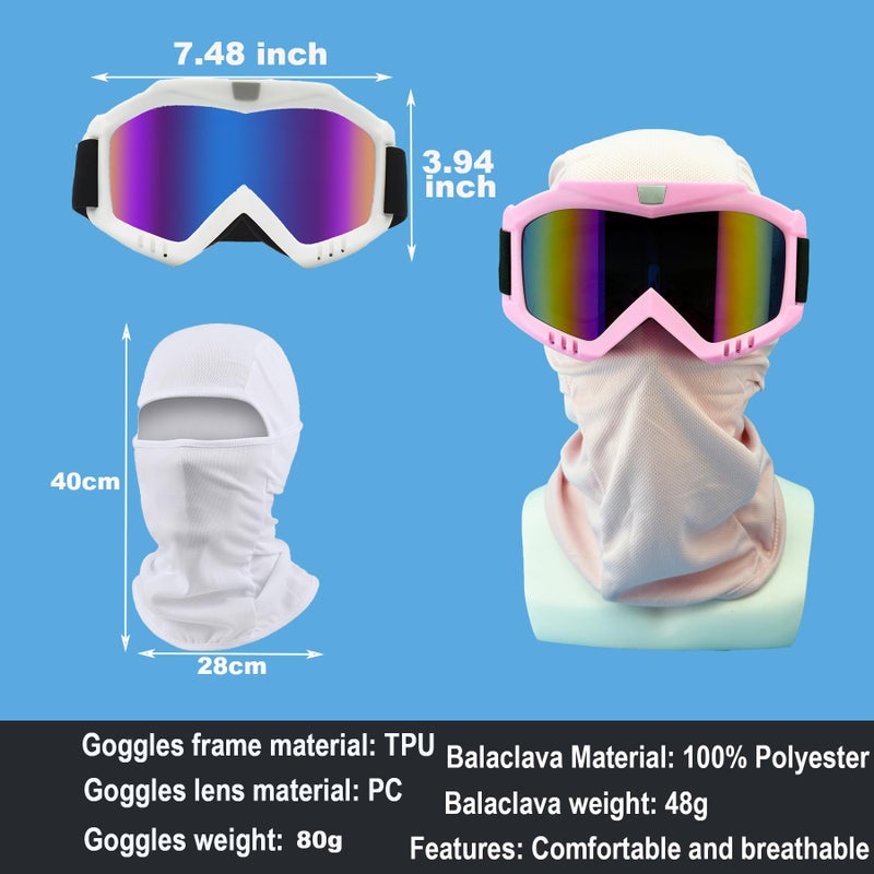 LJDJ Dirt Bike Goggles, 2 Pack ATV Off-Road Riding Motorcycle Motocross Glasses with Sun UV Protection Balaclava Full Face Cover for Youth, Teens, Men & Women - Image 2