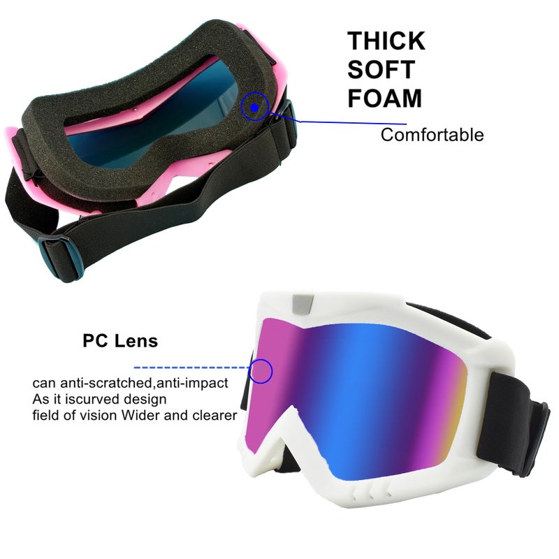 LJDJ Dirt Bike Goggles, 2 Pack ATV Off-Road Riding Motorcycle Motocross Glasses with Sun UV Protection Balaclava Full Face Cover for Youth, Teens, Men & Women - Image 5