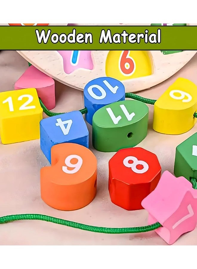 WireScorts Learning Clock with Bead Lace, Educational Digital Analog Numbers, Shape & Color Learning Montessori Toy for Kids - Multi Color - Image 5