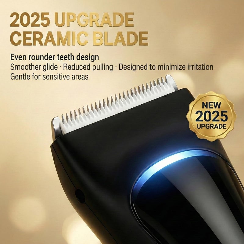 BekhicÂ® Manscape Groin & Body Hair Trimmer for Men â€“ Waterproof Pubic Hair Shaver & Ball Groomer with LED Light â€“ No-Nick Ceramic Blade, 90-Min Runtime, Cordless Wet/Dry Clipper for Sensitive Skin - Image 3