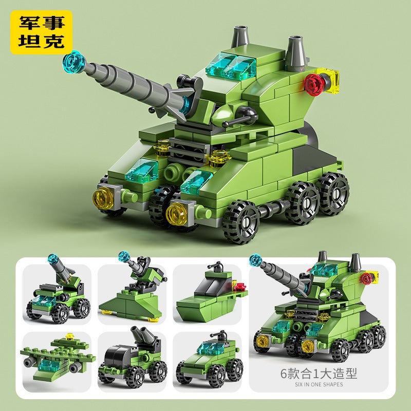 Wholesale Compatible Lego Bricks Men's Puzzle Assembled Car Toys for Kids - Small Particle Deformation Police Fire Truck - Image 1