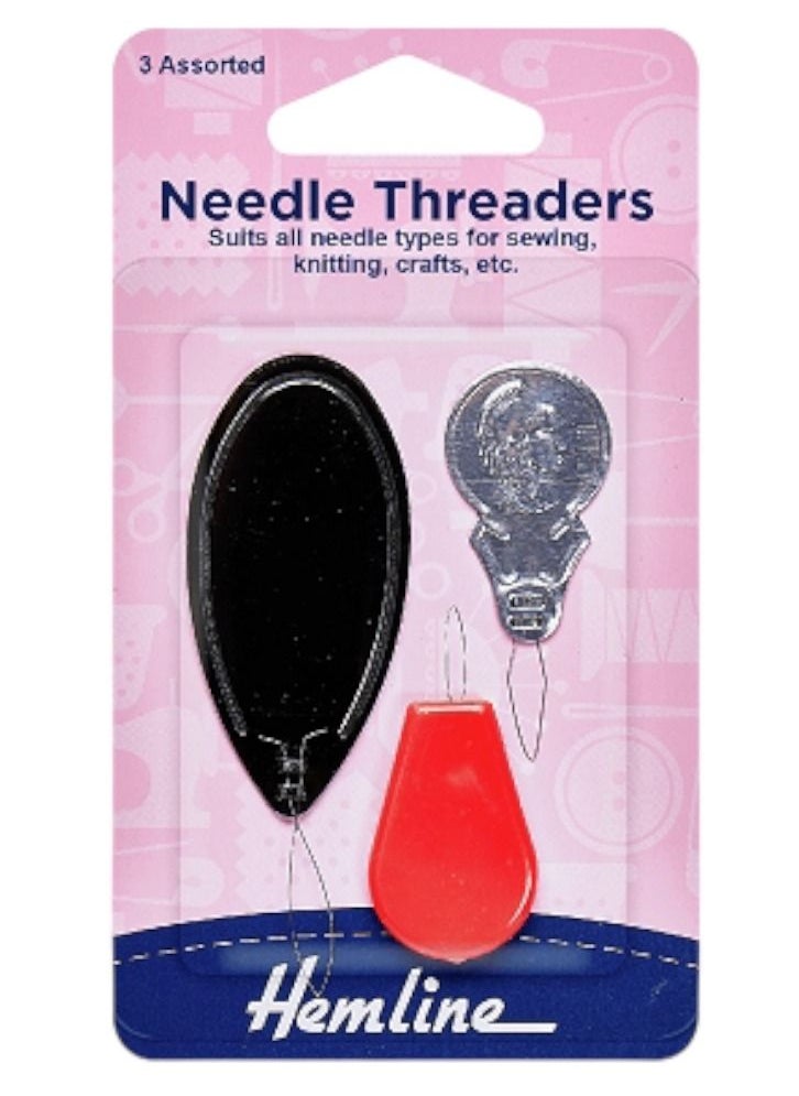 Hemline - 3 Piece Set of Needle Threaders Suit All Needle Types For Sewing Knitting Crafts Etc - Image 1