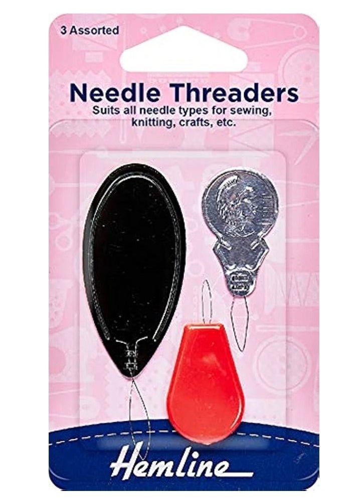 Hemline - 3 Piece Set of Needle Threaders Suit All Needle Types For Sewing Knitting Crafts Etc - Image 1