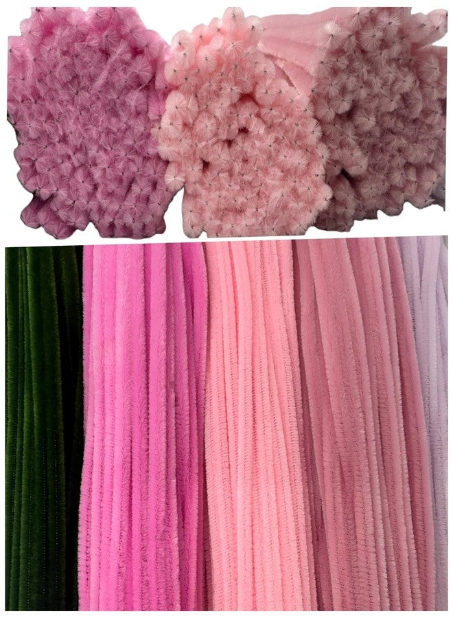 SYMHHA 450 Pcs Pipe Cleaners Craft Kit for Flower Making,5 Colors,Complete DIY Flower Craft Set with Chenille Stems,Craft Wire,Stamen,Tape,Ribbon,Gifts&Decorations for Children, Adults&School Art - Image 2
