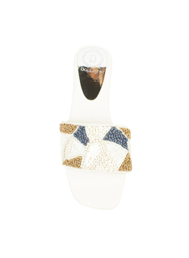 Dollar's Fashion S212F - Women Sandals | Handcrafted Flat Slippers | Comfortable Daily Wear Flats | Casual Slippers (White) - Image 4
