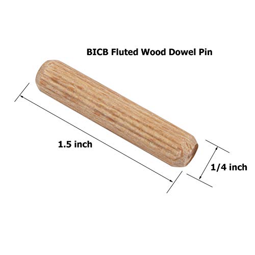 BICB 1/4″ X 1.5″ Fluted Beechwood Dowel Pins – 100 pcs Hardwood Alignment Dowels with Chamfered Ends for Fast Insertion & Strong Glue Joints - Image 3