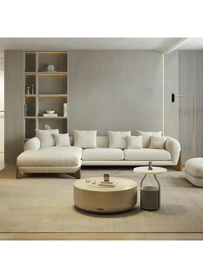 LUXURY LUXE Luxury Luxe Left-Corner & Right Corner Configuration | L-Shape Sofa Set | Fleece Overstuffed Sectional Couch | Eco Modular 480cm (4-Piece) | Plush Comfort (Off-White, RIGHT L SHAPE: 380 CM)  - Image 1