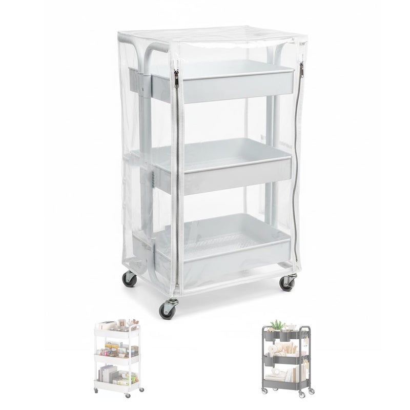 IndigoTempest9 Utility Cart Cover with Storage Pockets, Heavy Duty Waterproof Dustproof Protective Cover Fits 17â€ D x 13â€ W x 31â€ H Supply Cart Cover for Home Office (Cart Not Included) - Image 1