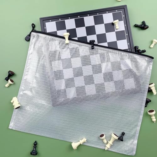 Oaimyy-A4(9"x 13",12 Pcs),Plastic Mesh Zipper Pouch Document Folders Bag Zip File Folders for School Office Supplies, Travel,Puzzles Games Organizing Storage-Black - Image 5