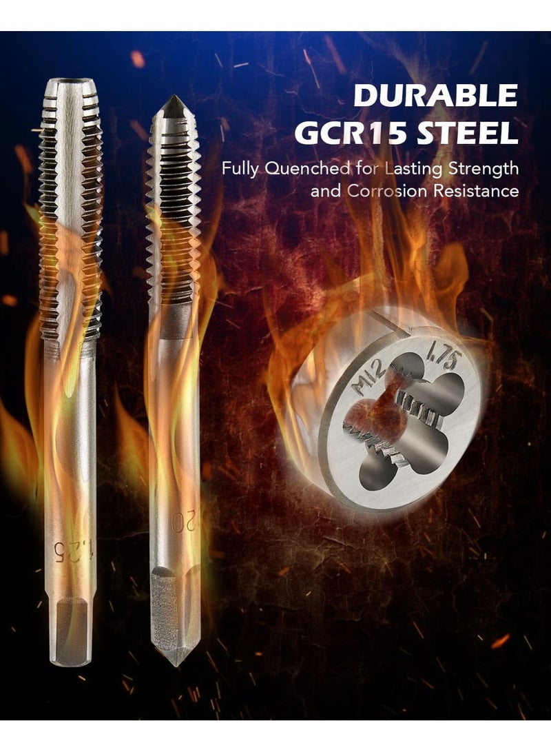 Universal 40-Piece Heavy-Duty Tap and Die Set, Metric Threading Tool Kit (M3–M12), Durable Steel Thread Repair Set for Professional Mechanics and Workshops - Image 5