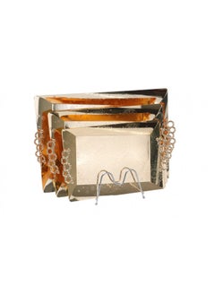 HOMEVEO 3-Pcs Serving Tray Set White and Gold 