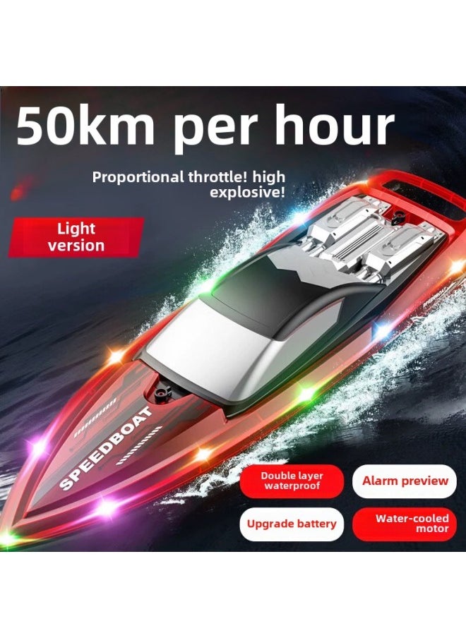 null - Children's Super-large Remote Control Boat Charging High-speed Remote Control Speedboat High-horsepower Ship Boy Water Large Toy Model-Color:Shiny Red Large 43cm Double Paddle High Speed Boat Double Waterproof - High Speed Edition-Specifications:Play With Three Batteries For 90 Minutes + Lifetime Warranty - Image 1