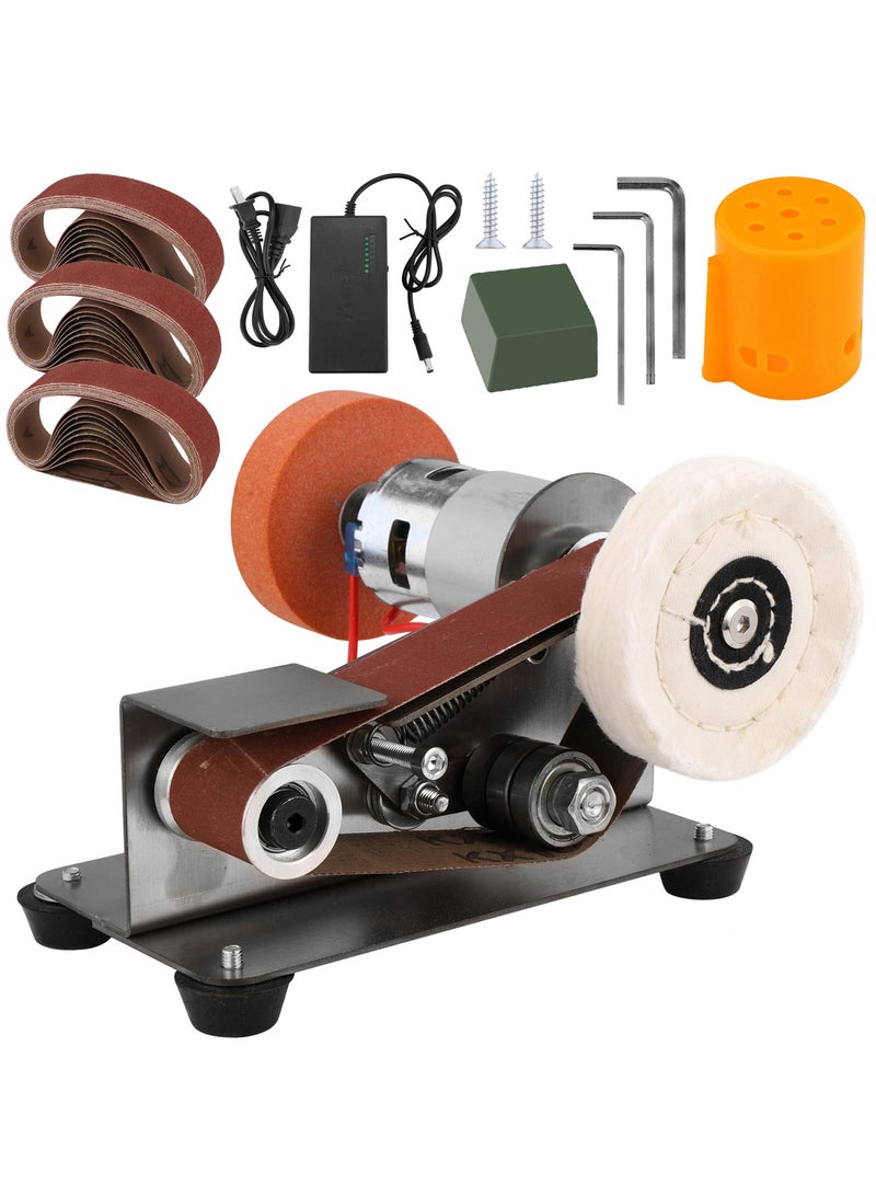 XiuWoo Mini Belt Sander for Knife Making,15 Degree Electric Power Bench Belt Sanders,7 Adjustable Speed Knife Sharpener Knife Polishing Kit for DIY Metal Woodworking Knife Making  - Image 1
