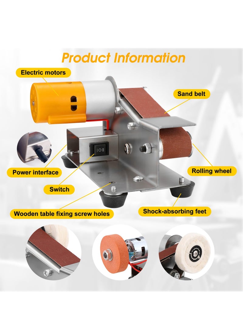 XiuWoo Mini Belt Sander for Knife Making,15 Degree Electric Power Bench Belt Sanders,7 Adjustable Speed Knife Sharpener Knife Polishing Kit for DIY Metal Woodworking Knife Making  - Image 3