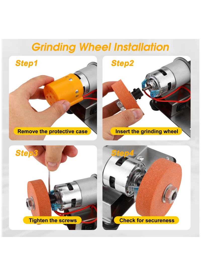XiuWoo Mini Belt Sander for Knife Making,15 Degree Electric Power Bench Belt Sanders,7 Adjustable Speed Knife Sharpener Knife Polishing Kit for DIY Metal Woodworking Knife Making  - Image 5