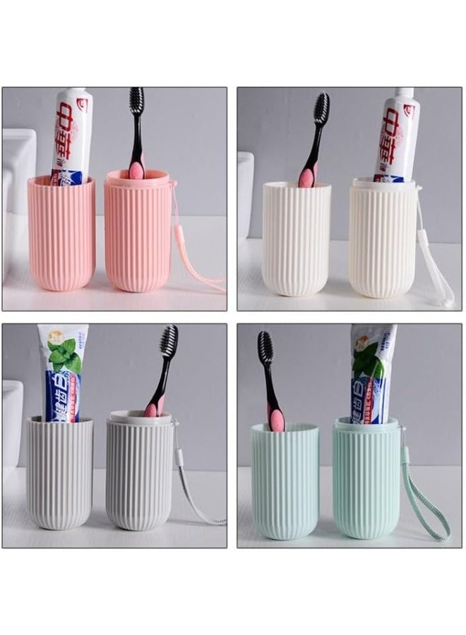 حامل فرشاة أسنان محمول مع غطاء - حافظة لفرشاة الأسنان ومعجون الأسنان للسفر - حامل فرشاة أسنان صغير الحجم ومتين وصحي للمنزل والمكتب والسفر - متعدد الألوان - Image 5