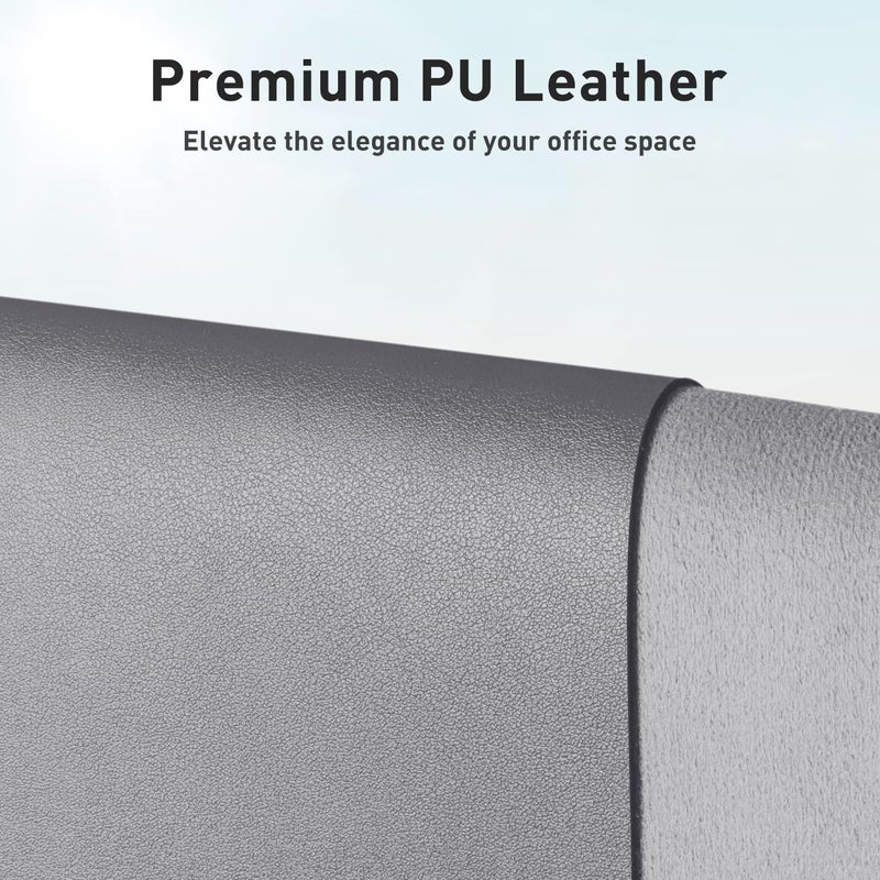 Aothia Leather Desk Pad Protector, Mouse Pad, Office Desk Mat, Non-Slip PU Leather Desk Blotter, Laptop Desk Pad, Waterproof Desk Writing Pad for Office and Home (23.6" x 13.7", Light Grey) - Image 2