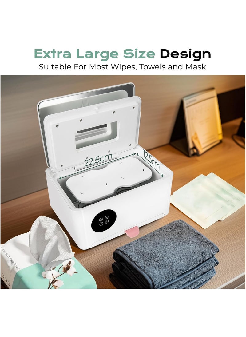 Generic - Baby Wipe Warmer With 4 Level emperature Control, Large Capacity Diaper Wipes Warmer with Mirror, Towel,Wet Tissue Facial Mask Warmer,Innovative Spring Design,Quick Even Heating Preservation - Image 1