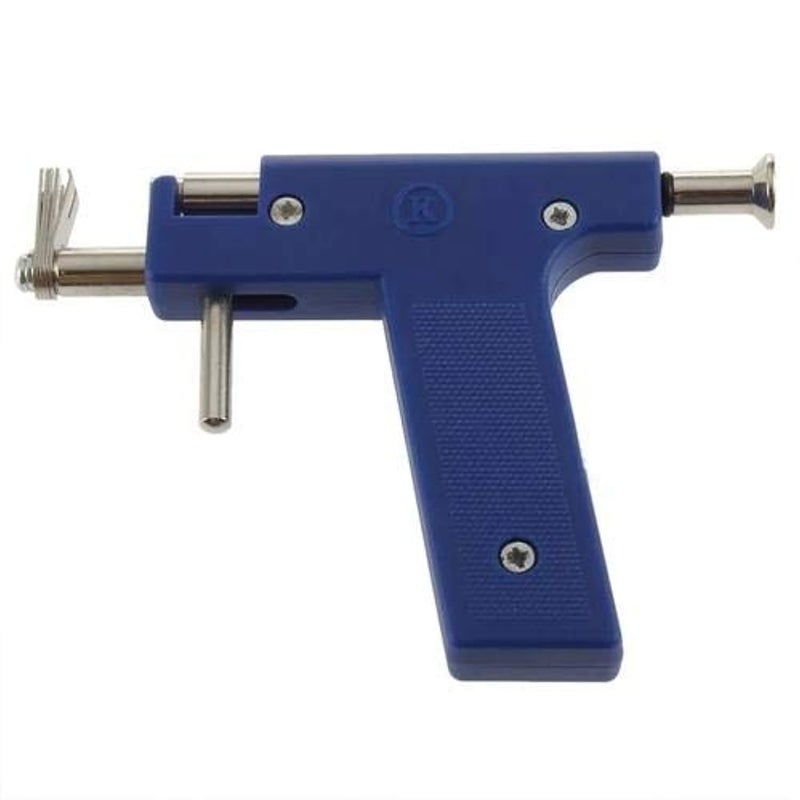 Modern Blue Leather Body Piercing Gun with Push-Fit Closure