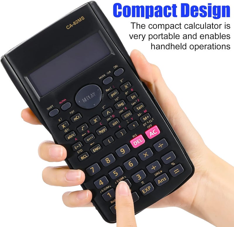 Macarrie 30 عبوة آلة حاسبة علمية بالجملة معبأة بشكل فردي سايلون 2 خط آلات حاسبة هندسية للرياضيات لطلاب المدارس الثانوية والجامعة والمعلمين والأعمال باللون الأسود - Image 2