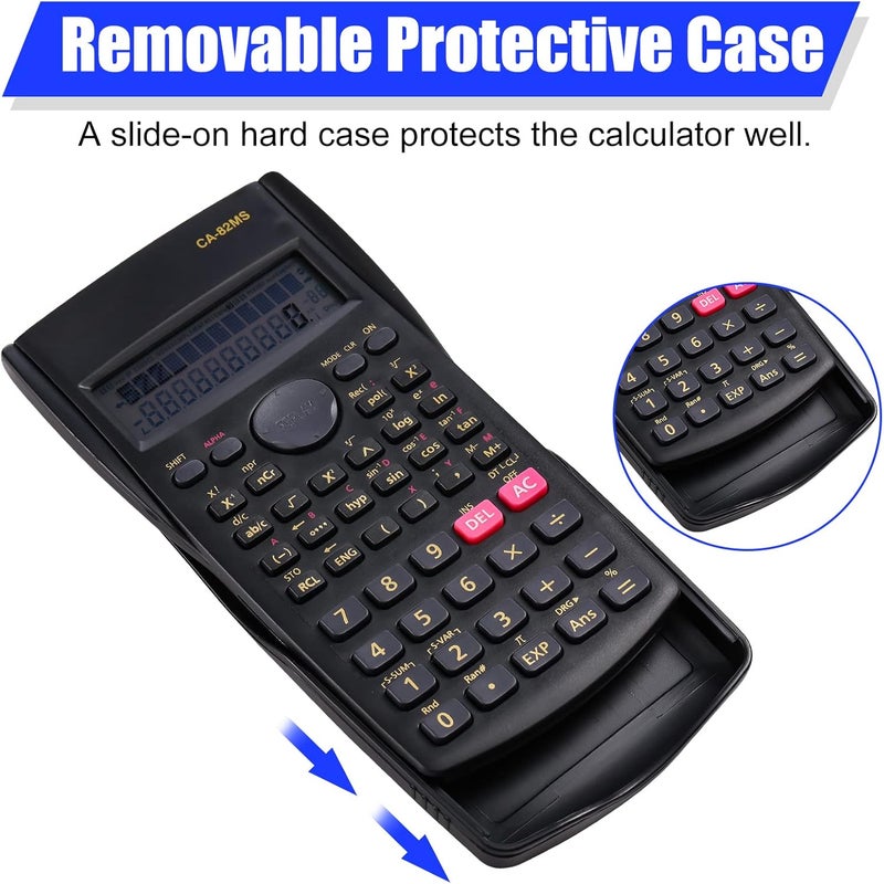 Macarrie 30 عبوة آلة حاسبة علمية بالجملة معبأة بشكل فردي سايلون 2 خط آلات حاسبة هندسية للرياضيات لطلاب المدارس الثانوية والجامعة والمعلمين والأعمال باللون الأسود - Image 4