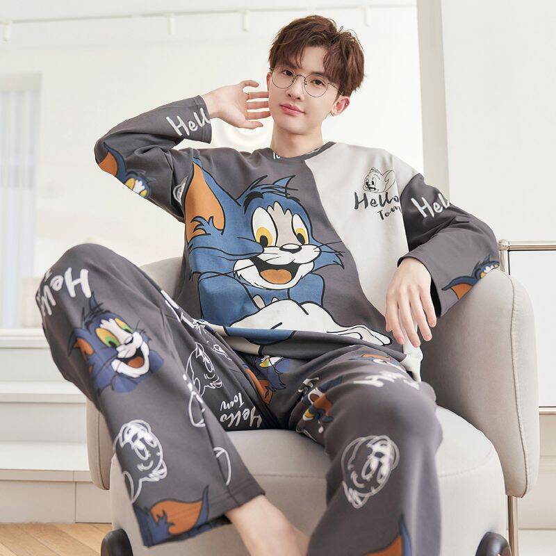 Men's Cartoon Print Long Sleeve Pajama Set - Image 4