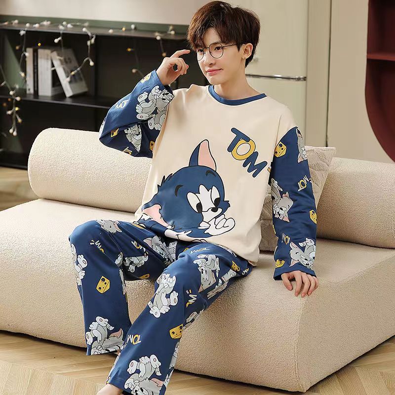 Men's Cartoon Print Long Sleeve Pajama Set - Image 1