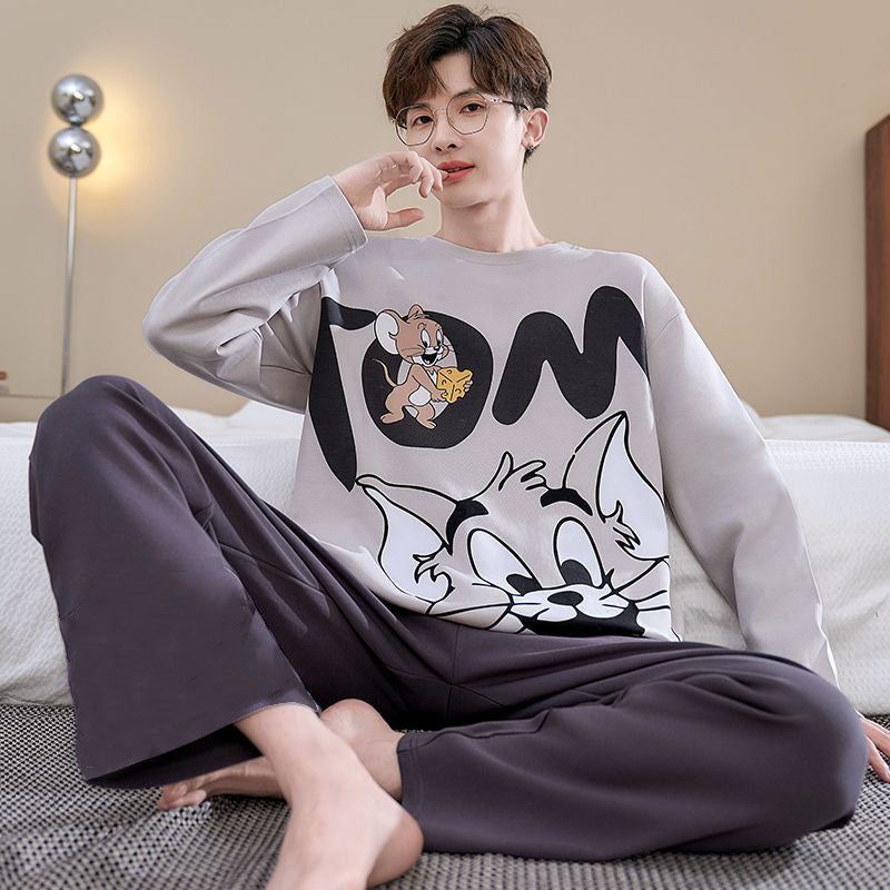Men's Cartoon Print Long Sleeve Pajama Set - Image 3