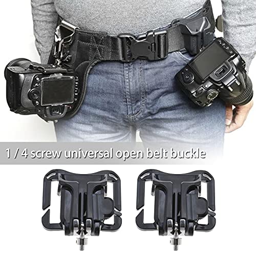 Micro Traders 2pcs Metal Camera Waist Belt Holder Camera Belt Clip 110x85mm Bearing Capacity 10KG Fast Loading for DSLR Camera Black - Image 2