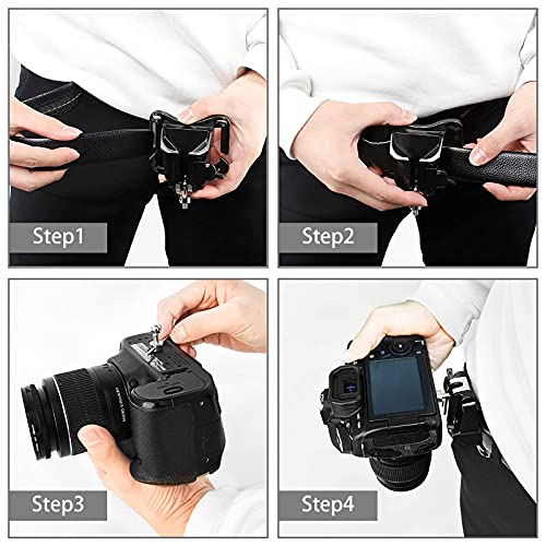 Micro Traders 2pcs Metal Camera Waist Belt Holder Camera Belt Clip 110x85mm Bearing Capacity 10KG Fast Loading for DSLR Camera Black - Image 4