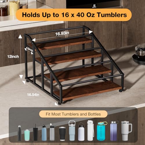 MOJOHAND 4-Tier Stanley Tumbler Organizer, Holds 16 Stanley 40 oz Tumblers & Water Bottles，Fits All Kinds of Bottles, Organizes Pantry, Kitchen, or as a Wine Rack - Image 4