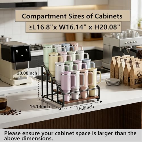 MOJOHAND 4-Tier Stanley Tumbler Organizer, Holds 16 Stanley 40 oz Tumblers & Water Bottles，Fits All Kinds of Bottles, Organizes Pantry, Kitchen, or as a Wine Rack - Image 3