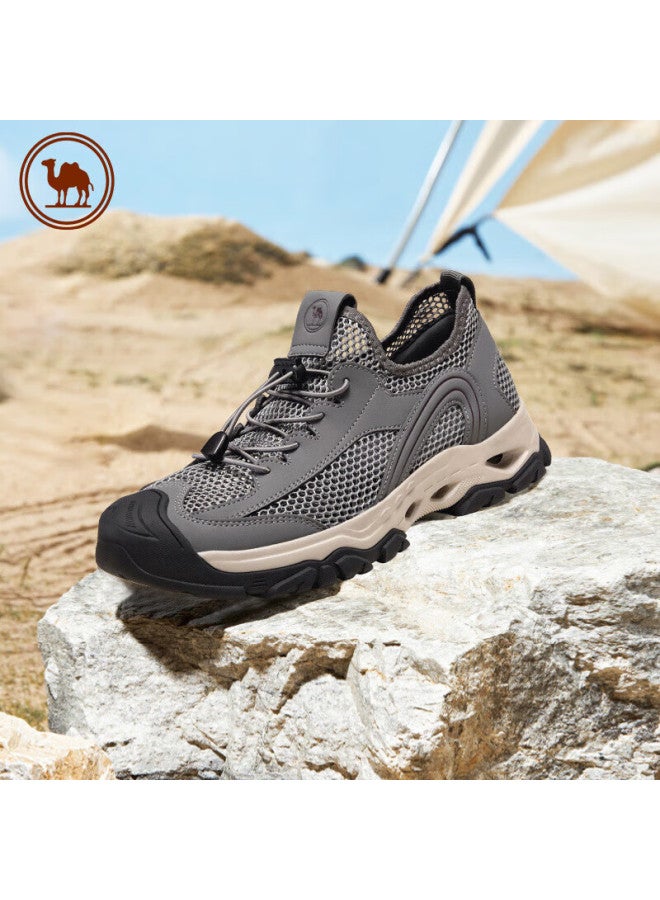CAMELJEANS Luotuo Brand Men's Outdoor Soft Cushioning Anti-collision Hiking Shoes, Mesh Breathable Casual Shoes, P14m379003, Gray, Size 42 - Image 1