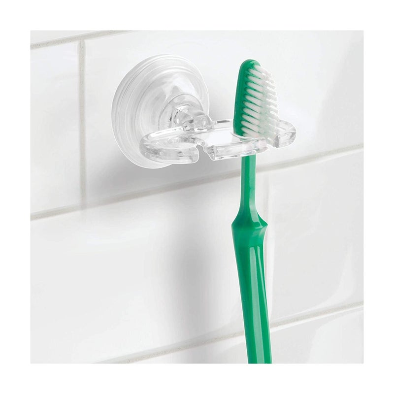 InterDesign iDesign BPA-Free Plastic Bathroom Suction Toothbrush Holder - 2.75" x 2.25" x 2", Clear - Image 3