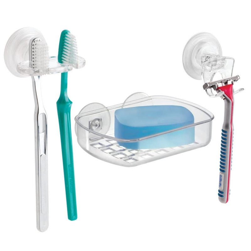 InterDesign iDesign BPA-Free Plastic Bathroom Suction Toothbrush Holder - 2.75" x 2.25" x 2", Clear - Image 4