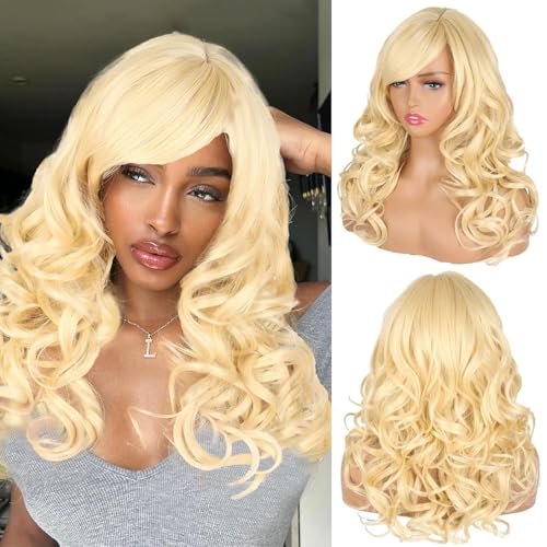 Krisah Synthetic Wavy Hair Wig, Golden Beach Blonde, 23 inch Length - Image 5