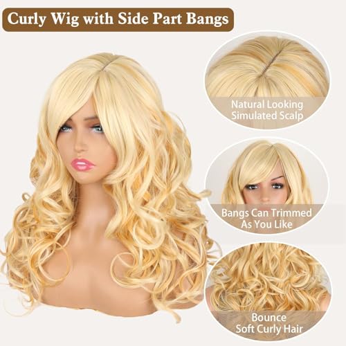 Krisah Synthetic Wavy Hair Wig, Golden Beach Blonde, 23 inch Length - Image 4