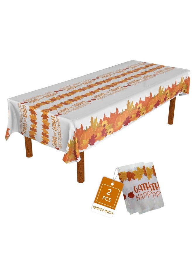 ATFUNSHOP مفرش طاولة ATFUNSHOP لعيد الشكر 2 عبوة 54" × 108" لوازم حفلات الخريف اليقطين الديك الرومي مفرش طاولة قابل للتصرف مفرش طاولة بلاستيكي مقاوم للماء لتزيين عيد الشكر حفلة العشاء - Image 1