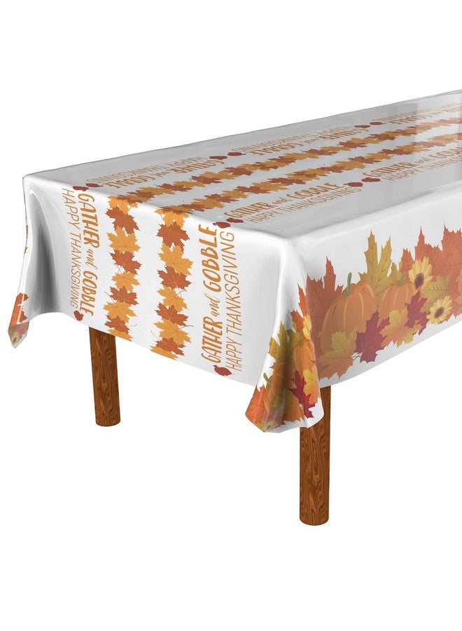 ATFUNSHOP مفرش طاولة ATFUNSHOP لعيد الشكر 2 عبوة 54" × 108" لوازم حفلات الخريف اليقطين الديك الرومي مفرش طاولة قابل للتصرف مفرش طاولة بلاستيكي مقاوم للماء لتزيين عيد الشكر حفلة العشاء - Image 2