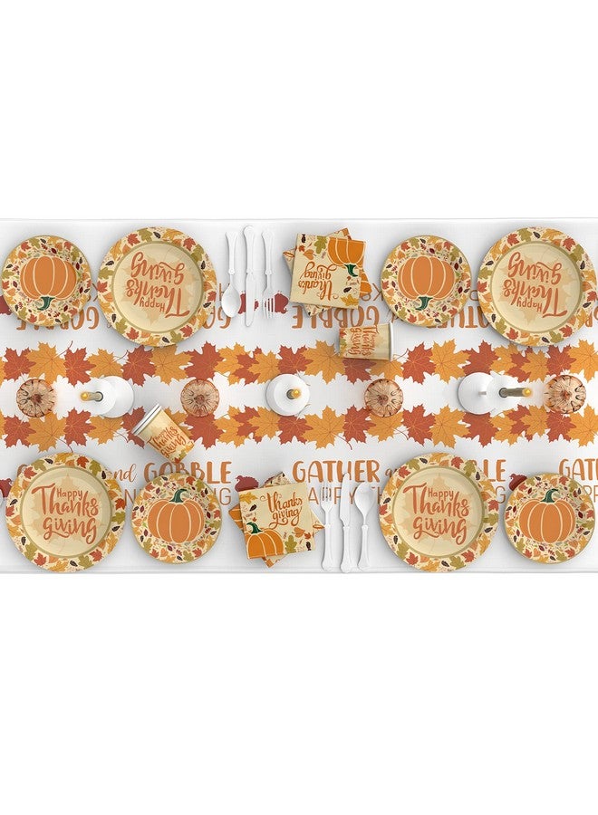 ATFUNSHOP مفرش طاولة ATFUNSHOP لعيد الشكر 2 عبوة 54" × 108" لوازم حفلات الخريف اليقطين الديك الرومي مفرش طاولة قابل للتصرف مفرش طاولة بلاستيكي مقاوم للماء لتزيين عيد الشكر حفلة العشاء - Image 4