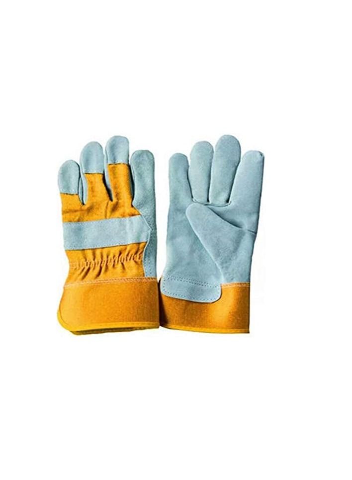 Leather Fitter Gloves Driver Glove Winter Outdoor Working Gloves Suede Leather Palm Canvas Back - Image 2