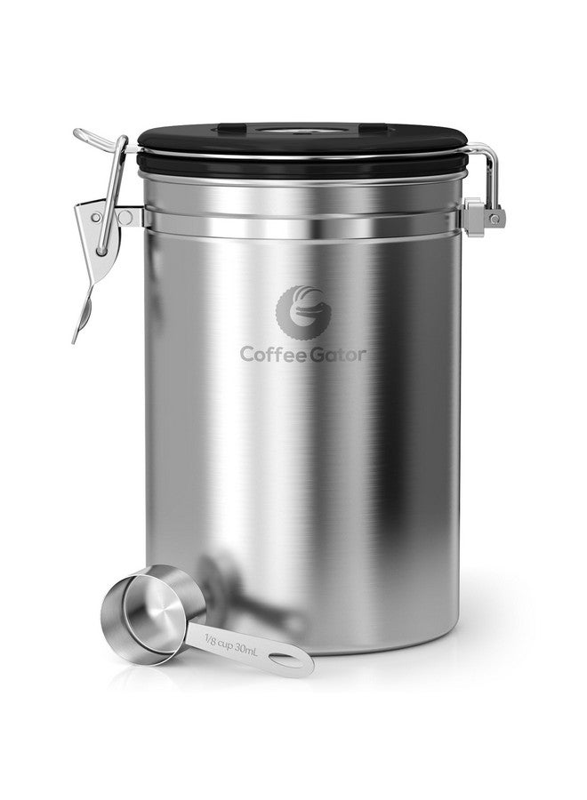 Coffee Gator Coffee Canister - 22oz, Airtight Stainless Steel Kitchen Food Storage Container with Date Tracker, Scoop for Grounds Coffee Bar Accessories, Beans, Tea, Sugar, Flour, Cereal - Silver - Image 1