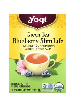 Yogi Tea Green Tea Blueberry Slim Life 16 Tea Bags 1.12 oz (32 g)  - Image 1