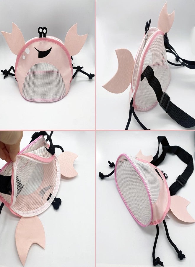 YOOLEETC 4PCS Beach Toy Mesh Shovel and Mesh Beach Bag Seashell Bag,for Sand Filter & Collect Shells,Sand Sifter Shell Collecting Tools(Blue-Pink Crab) - Image 4